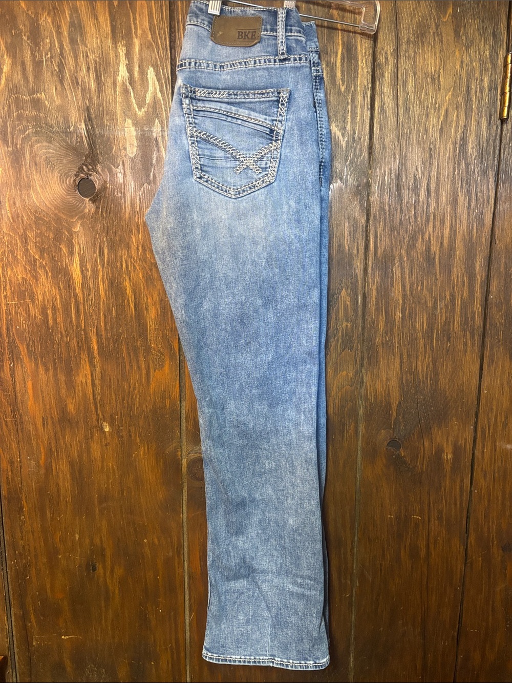 BKE Mens Medium Blue Straight-Leg Jeans with Embroidered Back Pocket